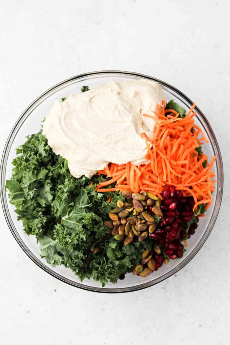 The Best Kale Salad With Tahini Dressing - Allianna's Kitchen